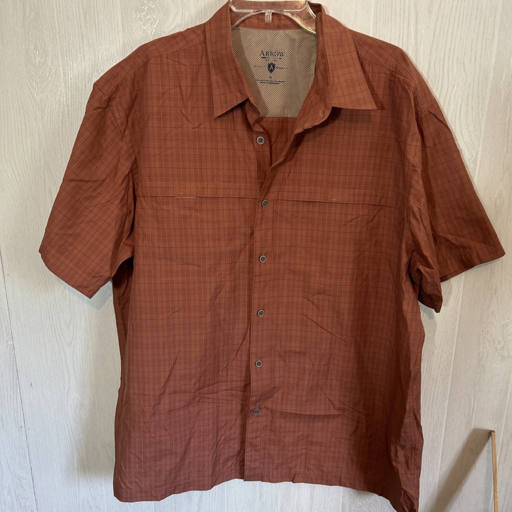 Mens Arrow Short Sleeve Apricot Utility Shirt Dry Fit XL